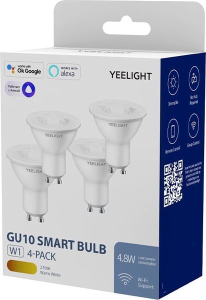 Світлодіодна лампа LED Yeelight GU10 Smart Bulb W1 Dimmable White 4-pack (YLDP004) n.3.1.21.7 фото