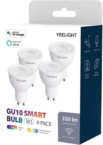 Світлодіодна лампа LED Yeelight GU10 Smart Bulb W1 Multicolor 4-pack (YLDP004-A) n.3.1.21.8 фото