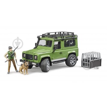 Масштабна модель Bruder Land Rover Defender з фігуркою лісника та собаки (02587) ht.5.1.17.26 фото