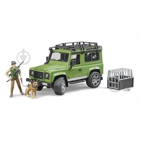 Масштабна модель Bruder Land Rover Defender з фігуркою лісника та собаки (02587) ht.5.1.17.26 фото