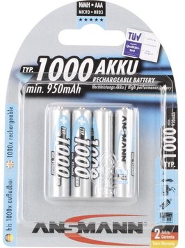 Акумулятор Ansmann AAA 1000mAh 4шт/уп (5030882) mx.8.8.2.3 фото