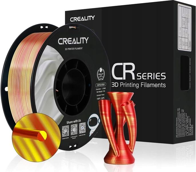 Сріблясто-золотий Creality PLA Filament (пластик) для 3D принтера CREALITY шовковий блиск 1кг, 1.75мм, сріблясто-золотий n.8.6.4.21.11 фото