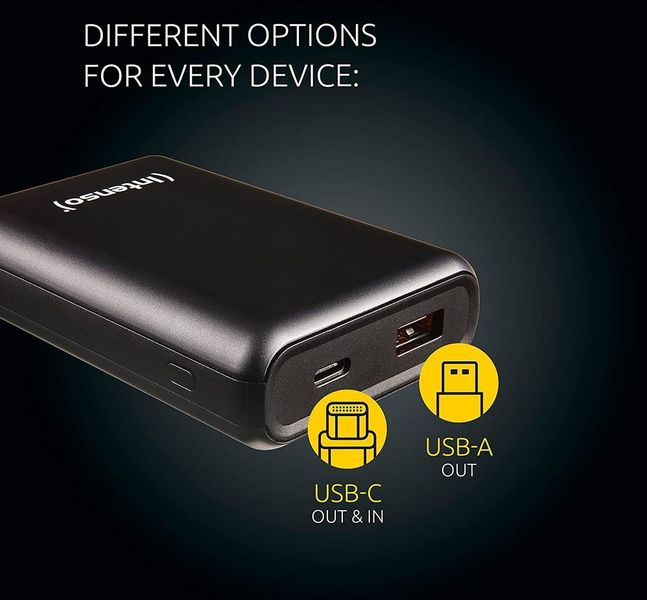 Зовнішній акумулятор (павербанк) Intenso A10000 10000mAh USB-A USB Type-C Black (7322430) mx.8.8.4.22 фото