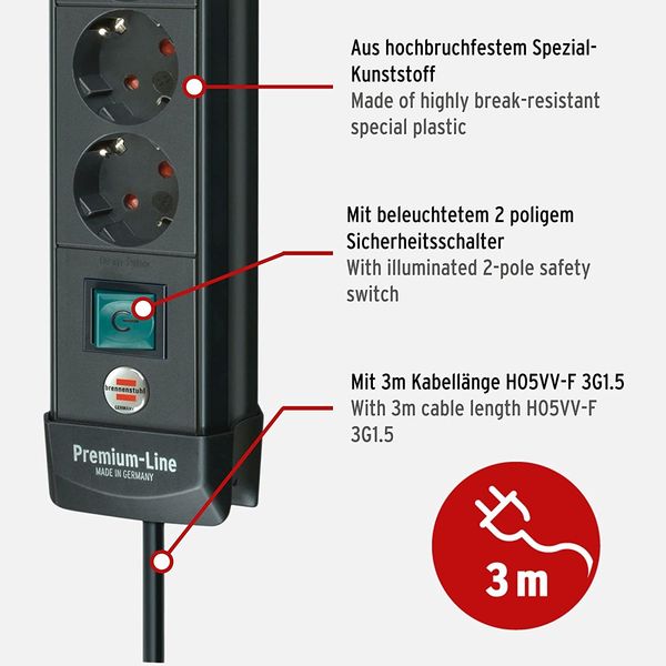 Подовжувач Brennenstuhl Premium-Line: 16 А, 3500 Вт, 3х1,5мм2 (1951160100) n.8.4.12.7 фото