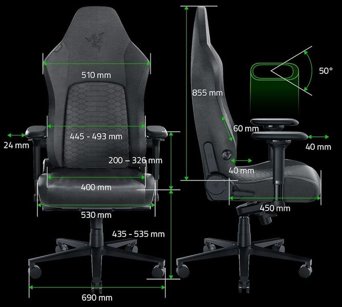 Комп'ютерне крісло Razer Iskur V2 Fabric (RZ38-04900300-R3G1) mx.3.15.1.13 фото