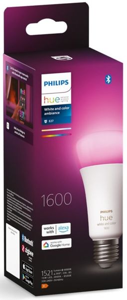 Світлодіодна лампа LED Philips Hue White And Color E27 1600Lm 13,5W ZigBee Bluetooth Apple HomeKit (929002471601) n.3.1.21.5 фото