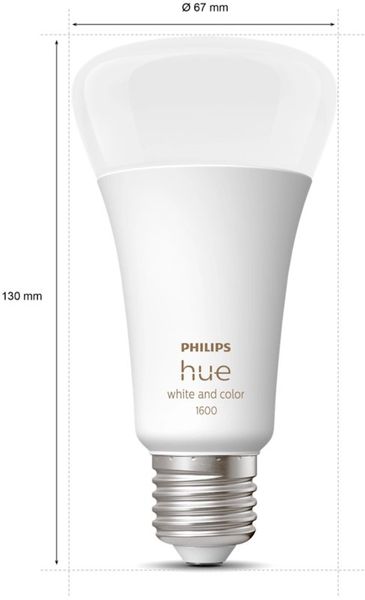 Світлодіодна лампа LED Philips Hue White And Color E27 1600Lm 13,5W ZigBee Bluetooth Apple HomeKit (929002471601) n.3.1.21.5 фото